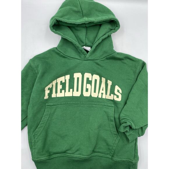 Zara Hooded Pullover Sweatshirt Kids Sz 4 Green “Field Goals” - Picture 2 of 4